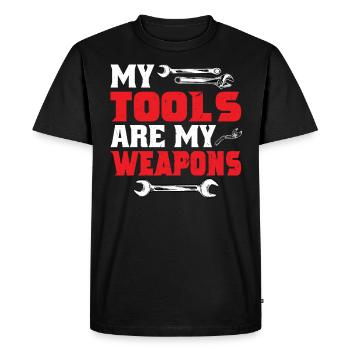 Mes outils sont mes armes - T-shirt Premium bio Homme - noir - Devant - Nico (187cm)