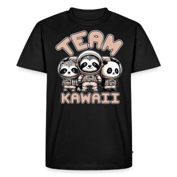 ASTRONAUTES DE L’ÉQUIPE KAWAII : PANDA, RATON LAVEUR ET PARESSEUX - T-shirt Premium bio Homme - noir - Devant - Nico (187cm)
