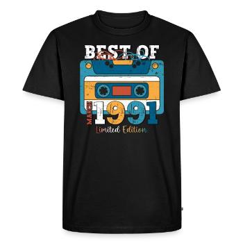 33rd Birthday Man best of mars 1991 cassette - T-shirt Premium bio Homme - noir - Devant - Nico (187cm)