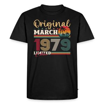45th Birthday Husband March Vintage 1979 - Men's Premium Organic T-Shirt - black - Front - Nico (187cm)