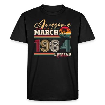 40th Birthday Great since March Born in 1984 - Men's Premium Organic T-Shirt - black - Front - Nico (187cm)