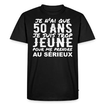 J'ai 50 ans | Humour Cadeau D'anniversaire 50 ans - T-shirt Premium bio Homme - noir - Devant - Nico (187cm)
