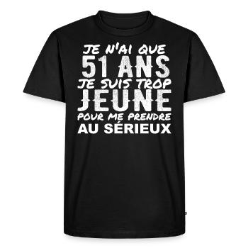 J'ai 51 ans | Humour Cadeau D'anniversaire 51 ans - T-shirt Premium bio Homme - noir - Devant - Nico (187cm)