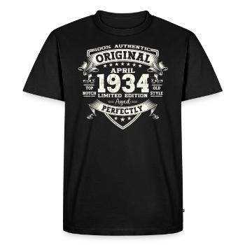 90e anniversaire mari Original avril Vintage 1934 - T-shirt Premium bio Homme - noir - Devant - Nico (187cm)