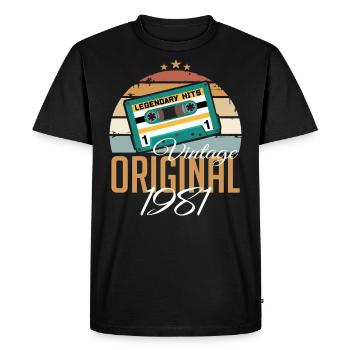 Millésime 1981 Né Original 1981 Anniversaire - T-shirt Premium bio Homme - noir - Devant - Nico (187cm)