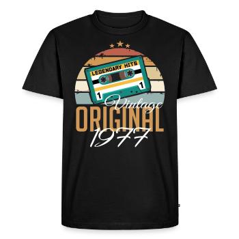 Millésime 1977 Né Original 1977 Anniversaire - T-shirt Premium bio Homme - noir - Devant - Nico (187cm)