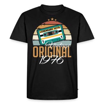 Millésime 1976 Né Original 1976 Anniversaire - T-shirt Premium bio Homme - noir - Devant - Nico (187cm)