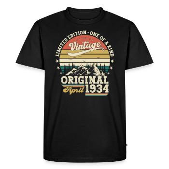 90e anniversaire mari Original avril Vintage 1934 - T-shirt Premium bio Homme - noir - Devant - Nico (187cm)
