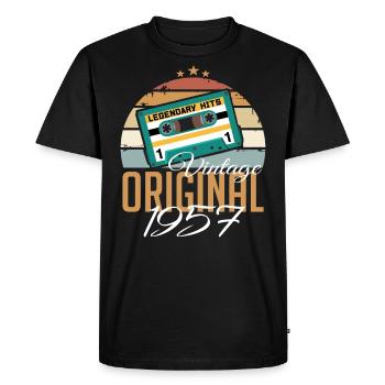 Millésime 1957 Né Original 1957 Anniversaire - T-shirt Premium bio Homme - noir - Devant - Nico (187cm)
