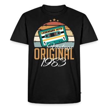 Millésime 1983 Né Original 1983 Anniversaire - T-shirt Premium bio Homme - noir - Devant - Nico (187cm)