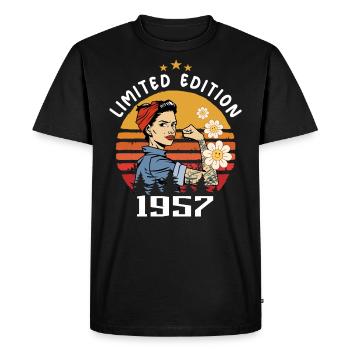 Retro Birth Year 1957 Vintage Birthday 1957 - Men's Premium Organic T-Shirt - black - Front - Nico (187cm)