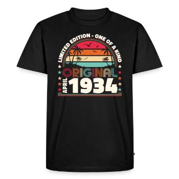 90e anniversaire hommes Original avril Vintage 1934 - T-shirt Premium bio Homme - noir - Devant - Nico (187cm)
