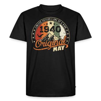 May 1940 Vintage Born In May 1940 Anniversary - Men's Premium Organic T-Shirt - black - Front - Nico (187cm)