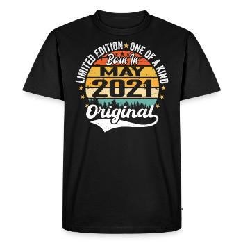 Mai 2021 Cadeau d’anniversaire Né en Mai 2021 - T-shirt Premium bio Homme - noir - Devant - Nico (187cm)