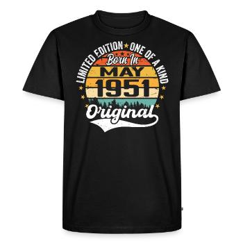 Cadeau d’anniversaire mai 1951 né en mai 1951 - T-shirt Premium bio Homme - noir - Devant - Nico (187cm)