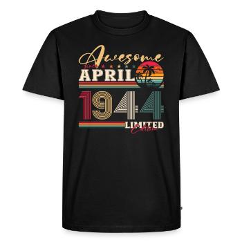 80e anniversaire mari avril Vintage 1944 génial - T-shirt Premium bio Homme - noir - Devant - Nico (187cm)
