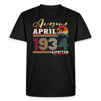 90e anniversaire mari avril Vintage 1934 génial - T-shirt Premium bio Homme - noir - Devant - Nico (187cm)