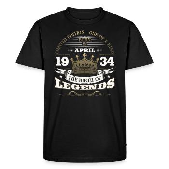 90e anniversaire homme légende avril Vintage 1934 - T-shirt Premium bio Homme - noir - Devant - Nico (187cm)