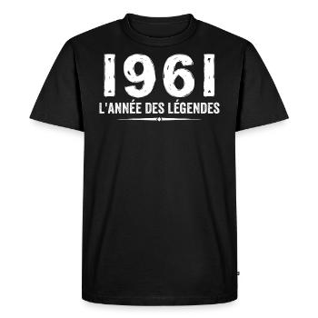 1961 année des legéndes - Cadeau Anniversaire 1961 - T-shirt Premium bio Homme - noir - Devant - Nico (187cm)