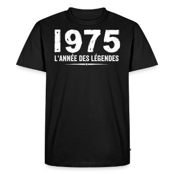1975 année des legéndes - Cadeau Anniversaire 1975 - T-shirt Premium bio Homme - noir - Devant - Nico (187cm)