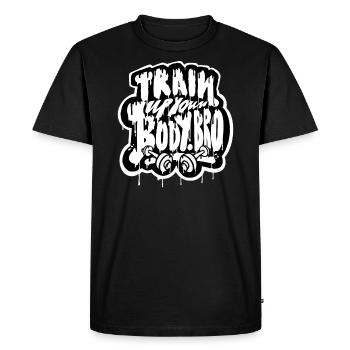 Partenaire d’entraînement dans la salle de sport - T-shirt Premium bio Homme - noir - Devant - Nico (187cm)