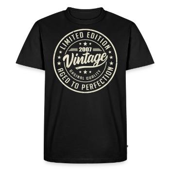 Vintage 2007 Cadeau 2007 Anniversaire Rétro 2007 - T-shirt Premium bio Homme - noir - Devant - Nico (187cm)