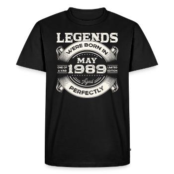 Date de naissance 1989 Mai 1989 Millésime 1989 Légende 89 - T-shirt Premium bio Homme - noir - Devant - Nico (187cm)