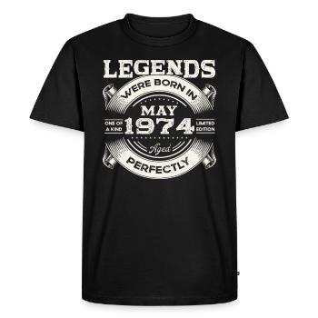 Anniversaire 1974 Mai 1974 Millésime 1974 Légende 74 - T-shirt Premium bio Homme - noir - Devant - Nico (187cm)
