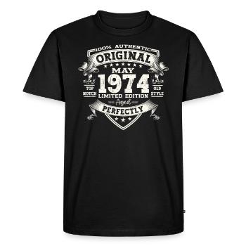 Anniversaire 1974 Mai 1974 Millésime 1974 Légende 74 - T-shirt Premium bio Homme - noir - Devant - Nico (187cm)