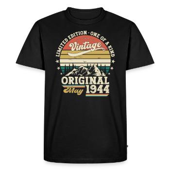 Mai 1944 Millésime 1944 Anniversaire 1944 Légende 44 - T-shirt Premium bio Homme - noir - Devant - Nico (187cm)