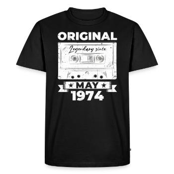 Anniversaire 1974 Mai 1974 Millésime 1974 Légende 74 - T-shirt Premium bio Homme - noir - Devant - Nico (187cm)