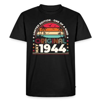 Mai 1944 Millésime 1944 Anniversaire 1944 Légende 44 - T-shirt Premium bio Homme - noir - Devant - Nico (187cm)