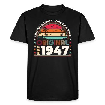 Mai 1947 Millésime 1947 Anniversaire 1947 Légende 77 - T-shirt Premium bio Homme - noir - Devant - Nico (187cm)