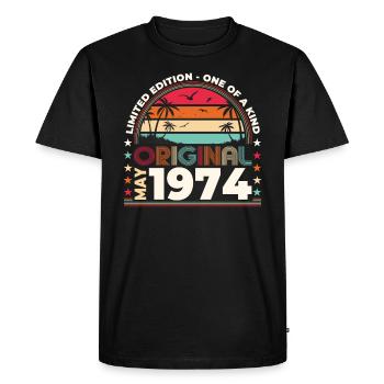 Anniversaire 1974 Mai 1974 Millésime 1974 Légende 74 - T-shirt Premium bio Homme - noir - Devant - Nico (187cm)