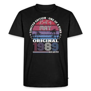 Date de naissance 1989 Mai 1989 Millésime 1989 Légende 89 - T-shirt Premium bio Homme - noir - Devant - Nico (187cm)