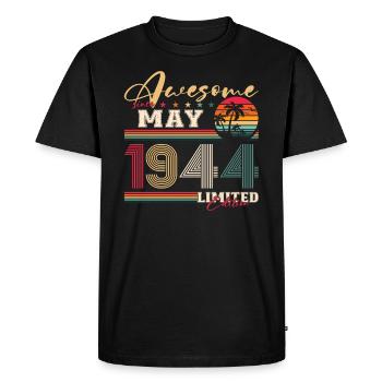 Awesome May 1944 Vintage 1944 Birthday 1944 - Men's Premium Organic T-Shirt - black - Front - Nico (187cm)