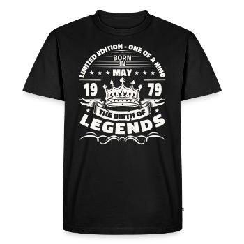 Légende Mai 1979 Millésime 1979 Anniversaire 1979 - T-shirt Premium bio Homme - noir - Devant - Nico (187cm)