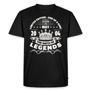 Légende Mai 2004 Millésime 2004 Anniversaire 2004 - T-shirt Premium bio Homme - noir - Devant - Nico (187cm)