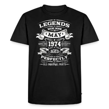 Légendaire Mai 1974 Millésime 1974 Anniversaire 1974 - T-shirt Premium bio Homme - noir - Devant - Nico (187cm)