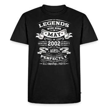 Légendaire Mai 2002 Millésime 2002 Anniversaire 2002 - T-shirt Premium bio Homme - noir - Devant - Nico (187cm)