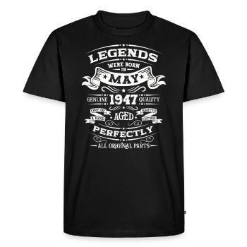 Légendaire Mai 1947 Millésime 1947 Anniversaire 1947 - T-shirt Premium bio Homme - noir - Devant - Nico (187cm)