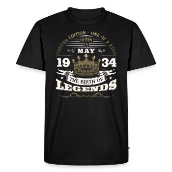 Légendaire Mai 1934 Millésime 1934 Anniversaire 1934 - T-shirt Premium bio Homme - noir - Devant - Nico (187cm)
