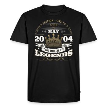 Légende Mai 2004 Millésime 2004 Anniversaire 2004 - T-shirt Premium bio Homme - noir - Devant - Nico (187cm)