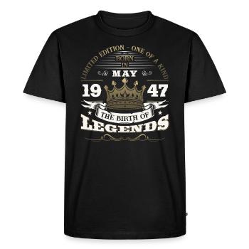 Légendaire Mai 1947 Millésime 1947 Anniversaire 1947 - T-shirt Premium bio Homme - noir - Devant - Nico (187cm)