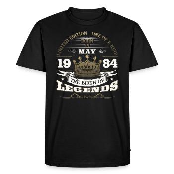 Légende Mai 1984 Millésime 1984 Anniversaire 1984 - T-shirt Premium bio Homme - noir - Devant - Nico (187cm)