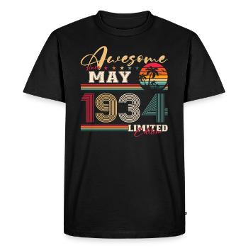 Légendaire Mai 1934 Millésime 1934 Anniversaire 1934 - T-shirt Premium bio Homme - noir - Devant - Nico (187cm)