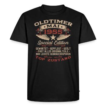 Millésime Mai 1955 Cru 1955 Anniversaire 1955 - T-shirt Premium bio Homme - noir - Devant - Nico (187cm)