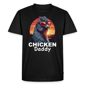 Poulet Papa, Fête Des Pères, Cadeau, Poulet, Ferme - T-shirt Premium bio Homme - noir - Devant - Nico (187cm)