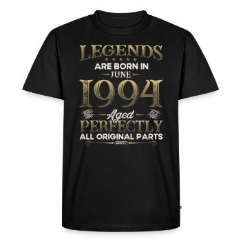Légende Juin 1994 Millésime 1994 Anniversaire 1994 - T-shirt Premium bio Homme - noir - Devant - Nico (187cm)