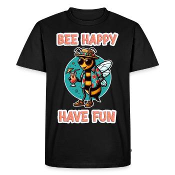 Bee Happy - Have Fun 5 - Men's Premium Organic T-Shirt - black - Front - Nico (187cm)